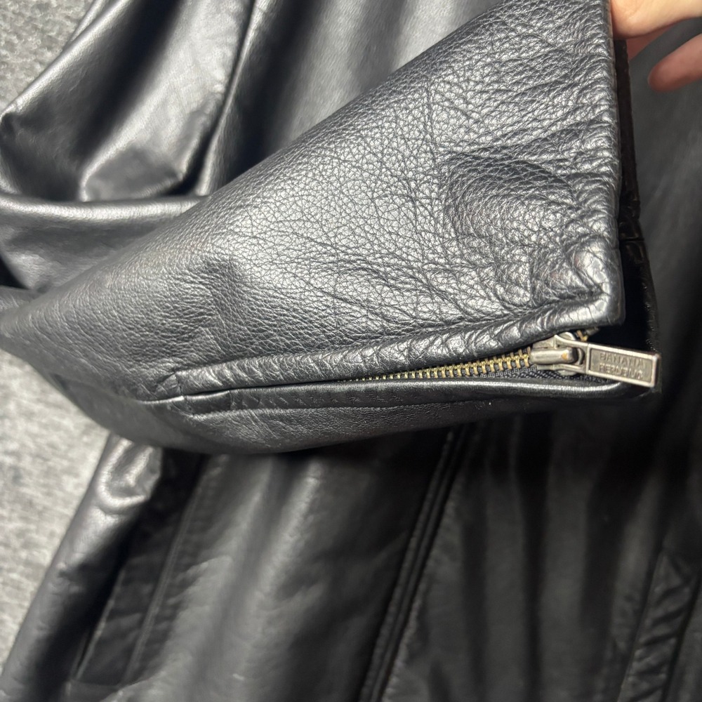 Banana Republic Mens Black Leather Jacket Full Zip Lined Medium Moto Motorcycle - Picture 8 of 12